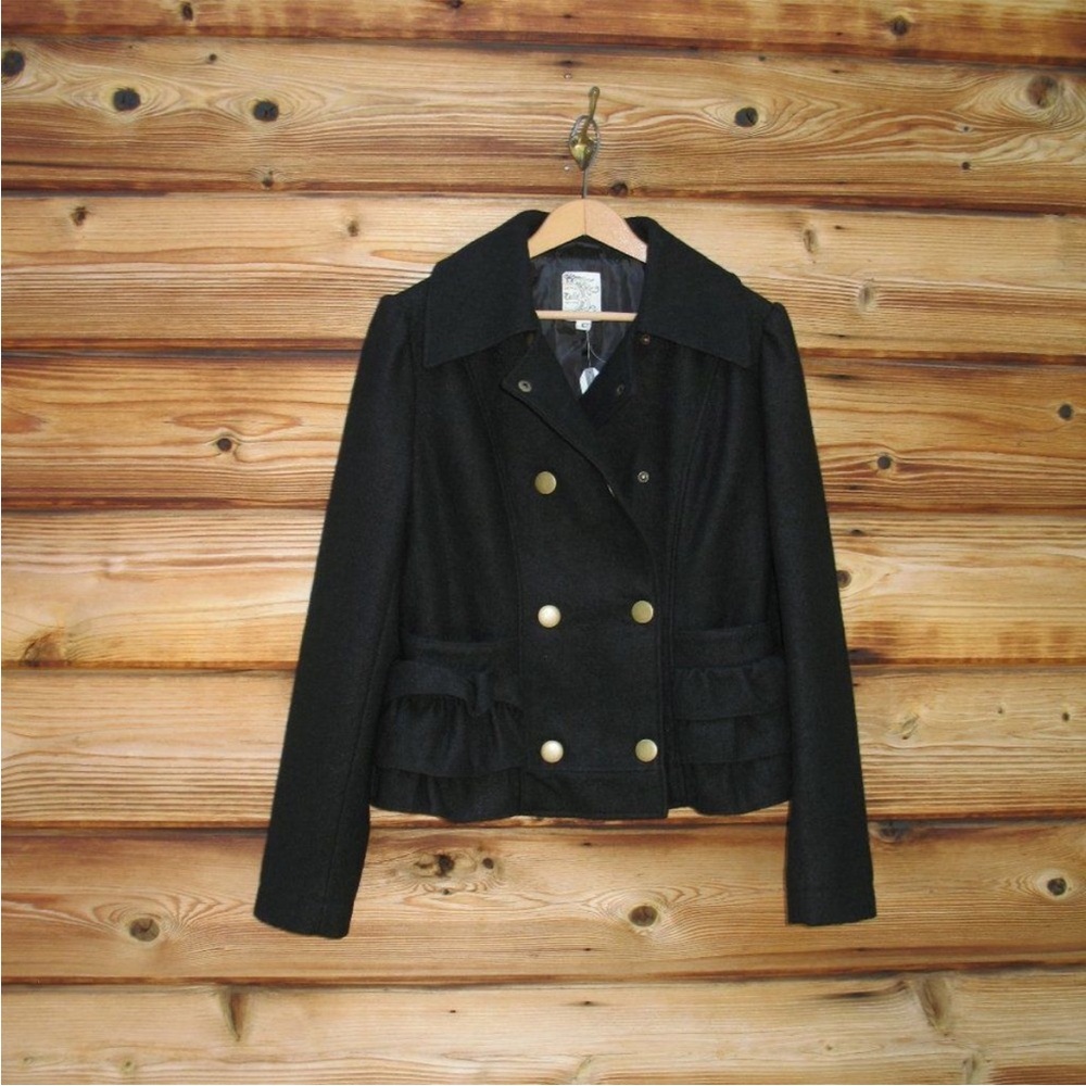 NWT Tulle Wool Blend Ruffle Coat Jacket